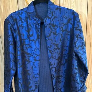Blue and Black Floral Jacket perfect for the holidays ! Stand out in the crowd